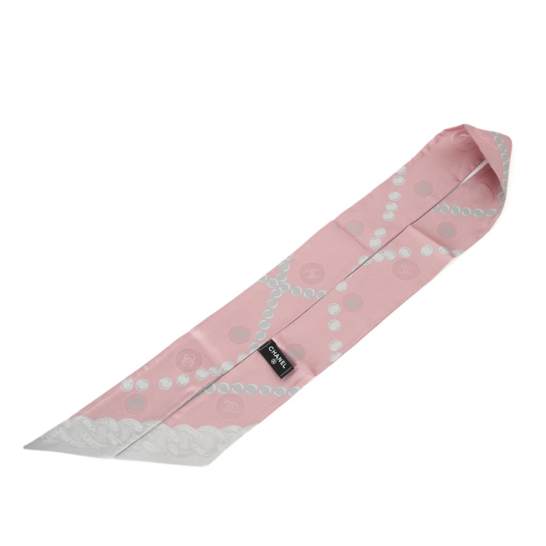 샤넬 스카프 핑크 진주 실크 헤어밴드 반다나 AAB797 상품이미지3