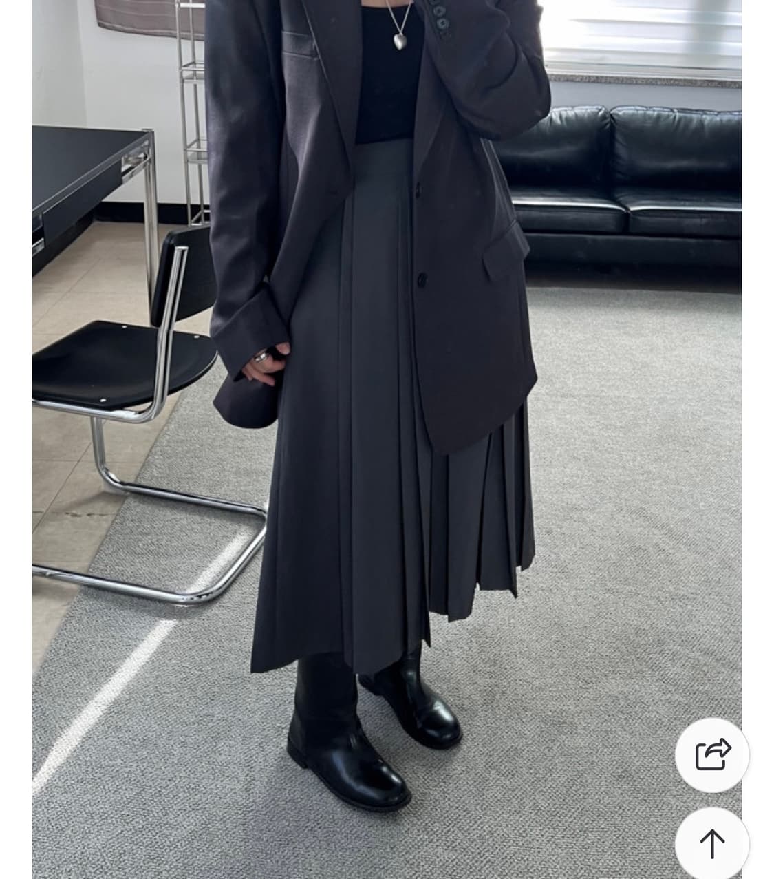 isnee 다크 그레이 플리츠 스커트 L 상품이미지2