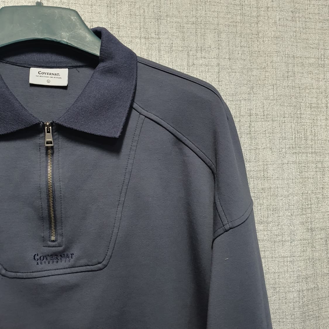 커버낫 반집업 오버핏 네이비 카라 맨투맨  상품이미지3