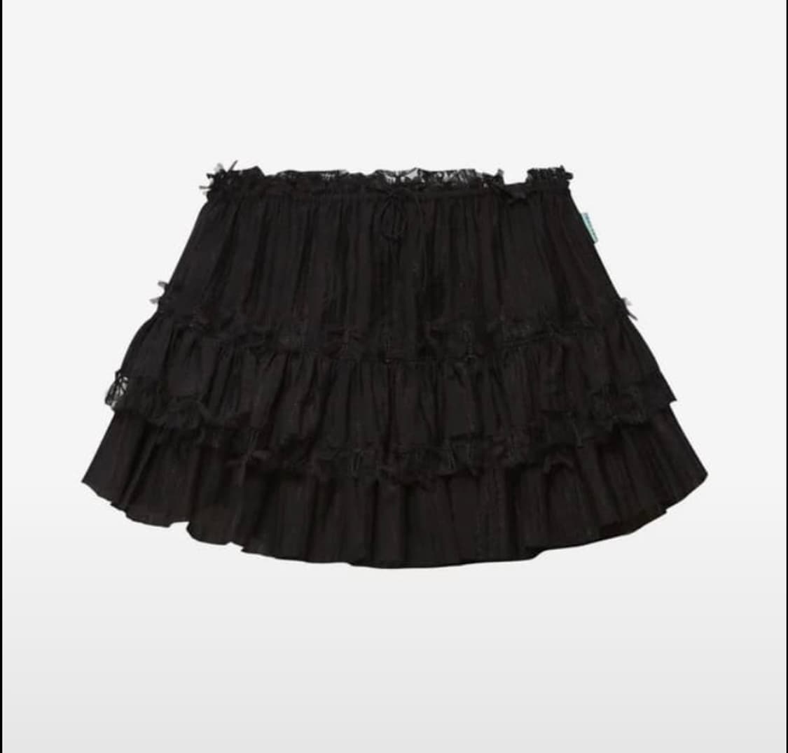 인스턴트펑크 티어드 미니스커트 블랙 상품이미지2