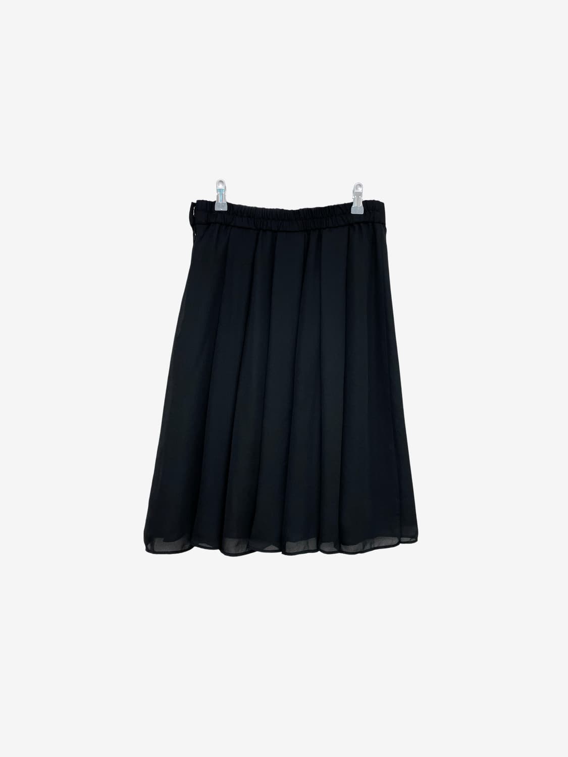 Layered Chiffon Midi Skirt - Black 상품이미지7