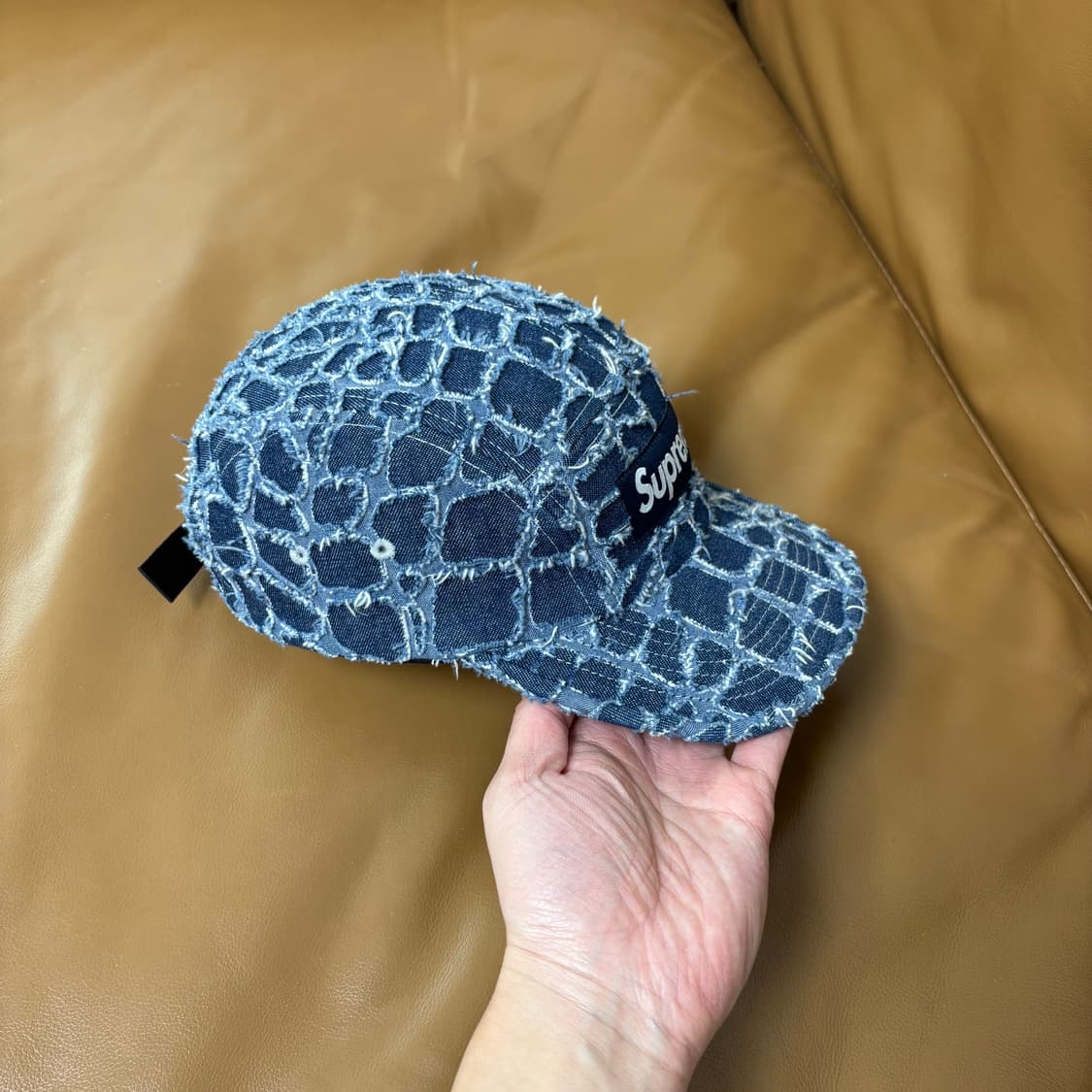 슈프림 캠프캡 모자 박스로고 프레이드 크록 데님 상품이미지3