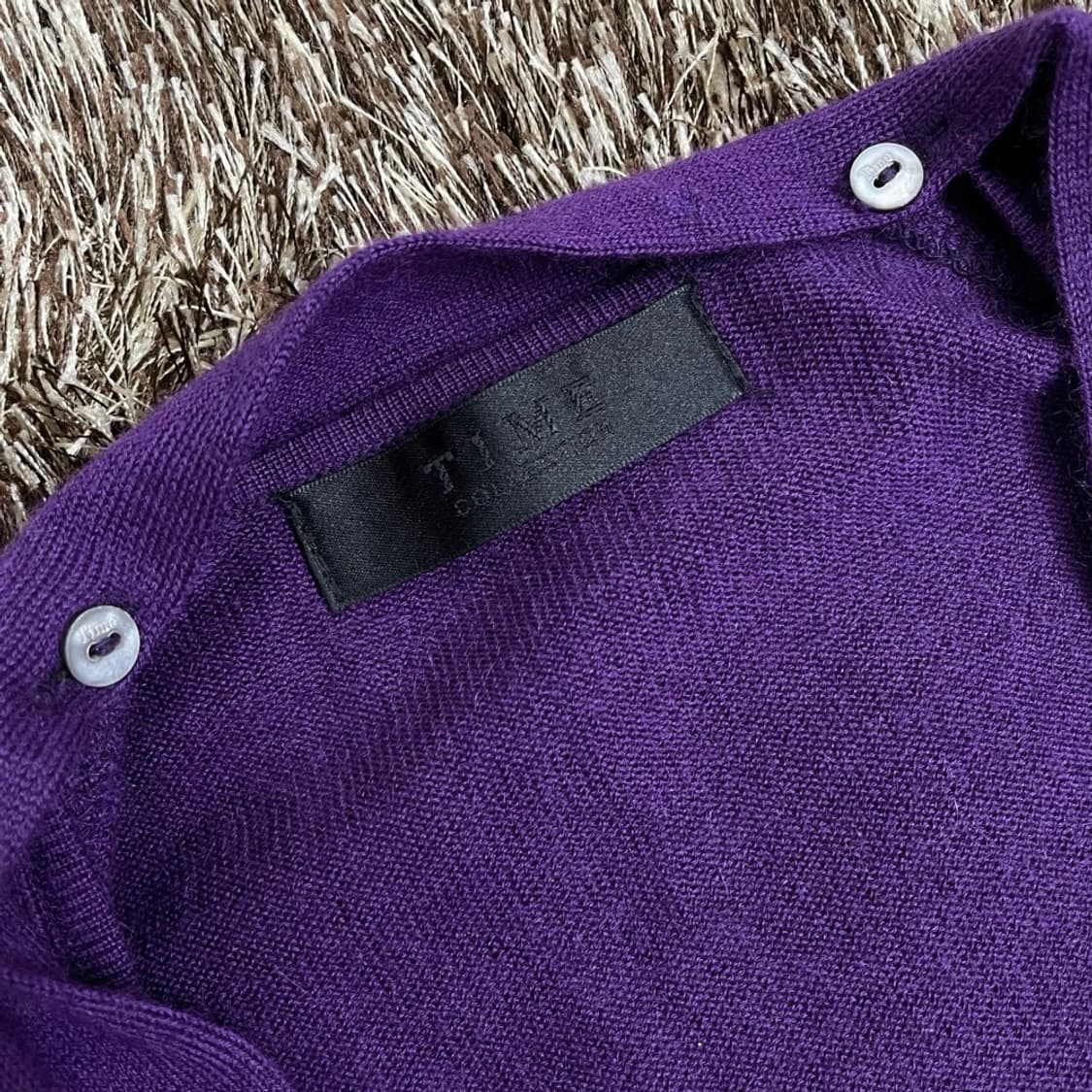 타임 TIME 퍼플 캐시미어100 타이 브이넥 니트 90(F) 상품이미지2