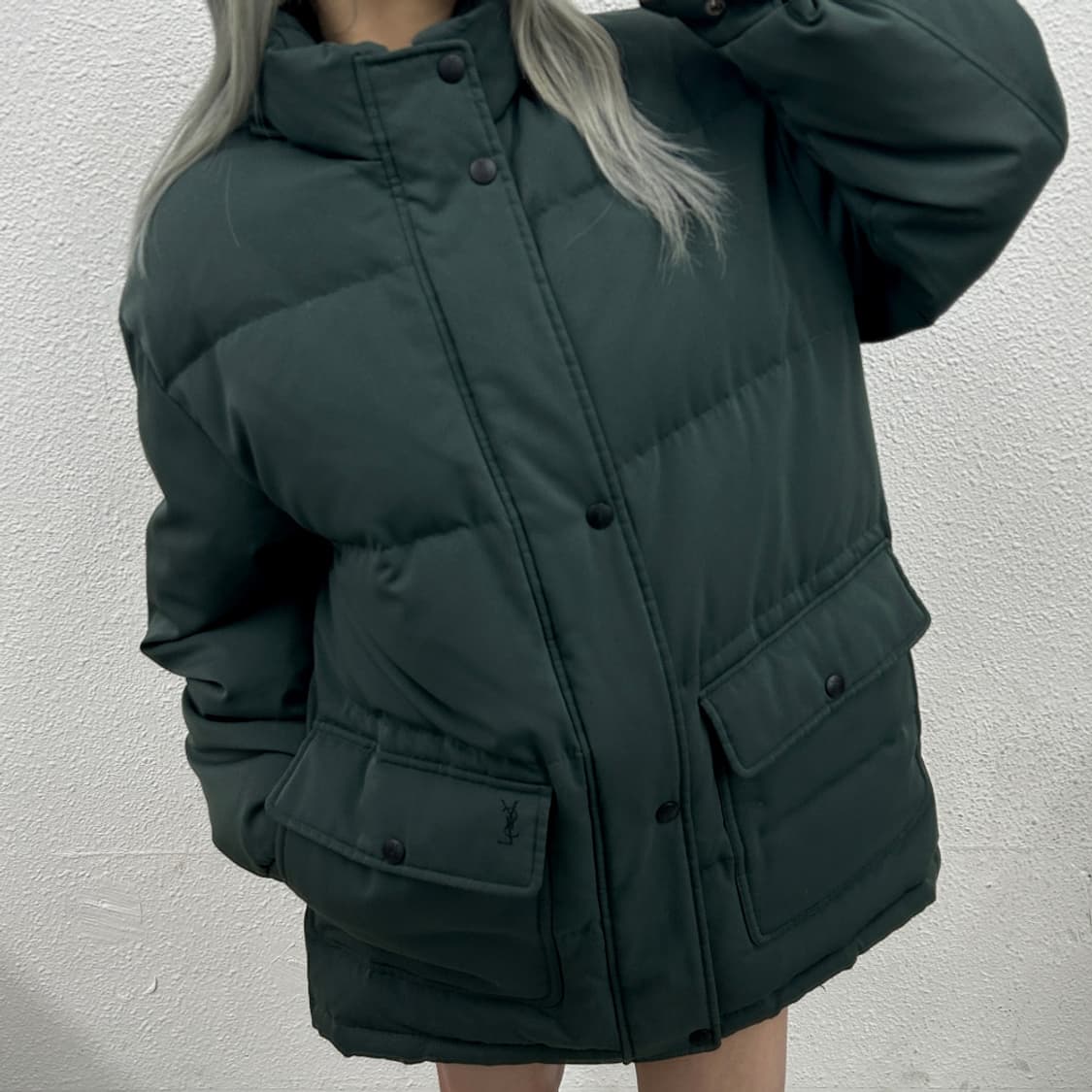 입생로랑 포켓 미니로고 딥그린 패딩 자켓 100 상품이미지2