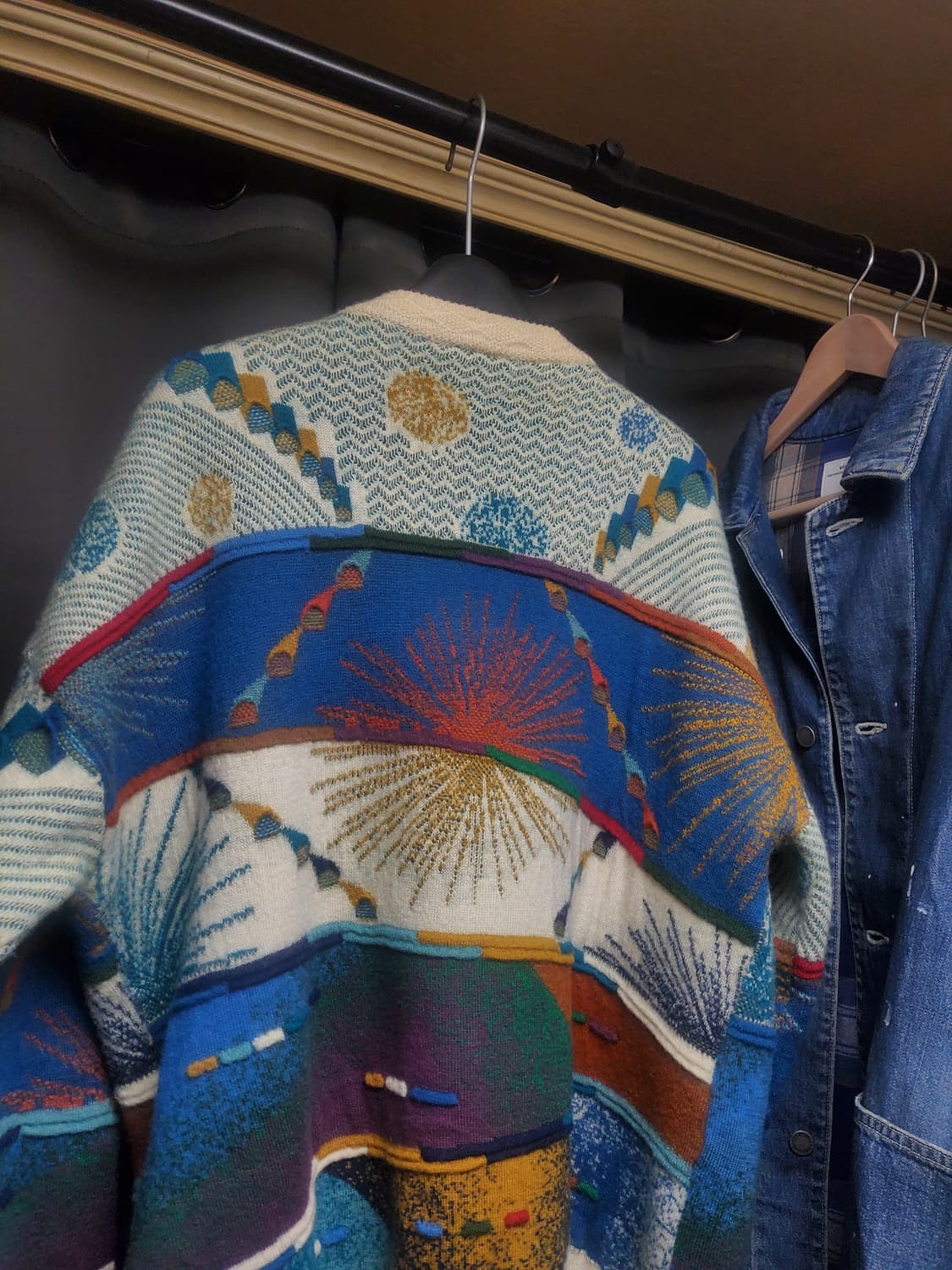 쿠지 패턴 니트가디건 공용가능 (실착있음) 상품이미지4