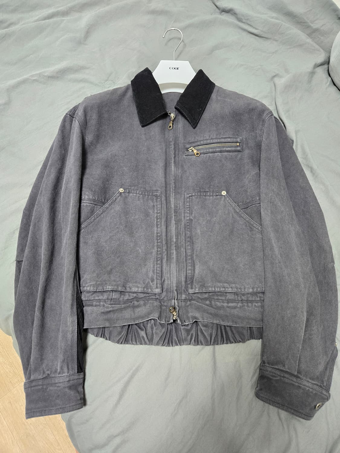 쿠어 오버 다잉 페이디드 워크 자켓 (워시드 차콜) M 블루종 점퍼 상품이미지3