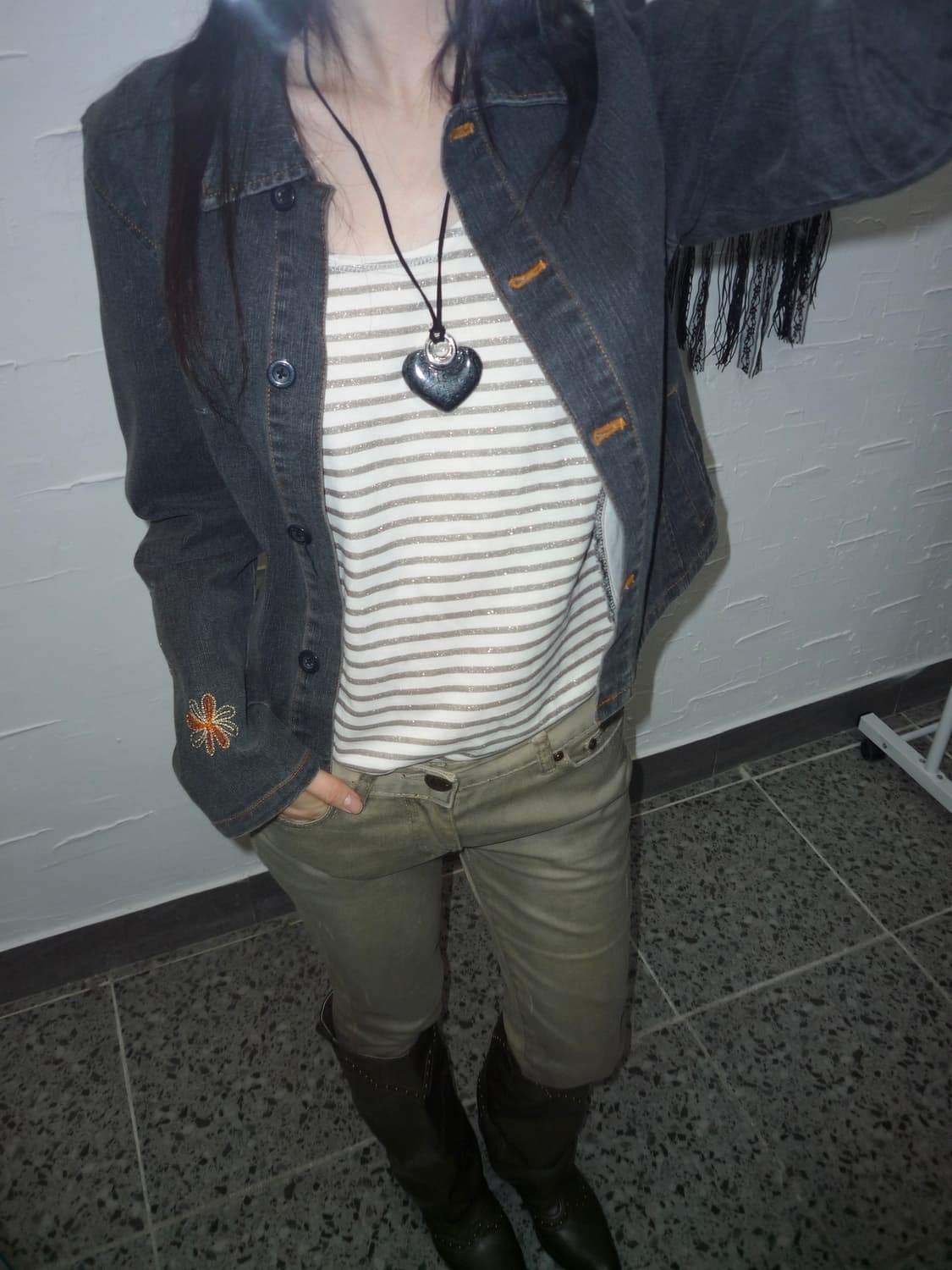 flower point denim jacket 상품이미지1