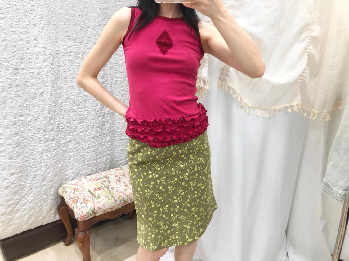 Green floral midi skirt 상품이미지2