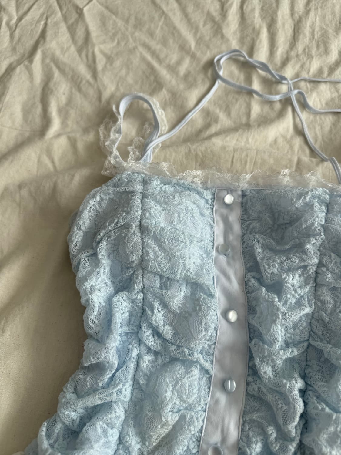 스카이블루 페어리 러블리 레이스 셔링 슬리브리스 상품이미지2