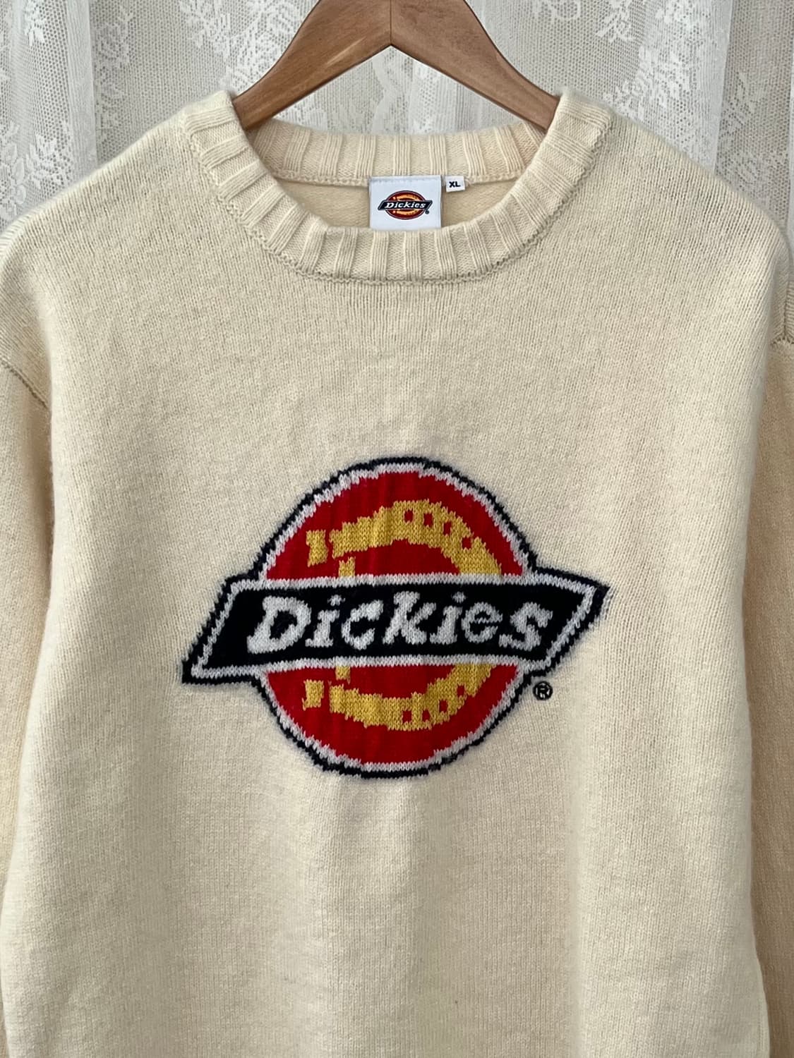 XL) 디키즈 트리 로고 풀오버 니트 아이보리 상품이미지3