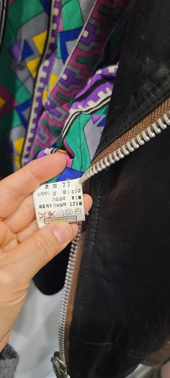 ROBER 블랙&브라운 가죽 배색 자켓 상품이미지7