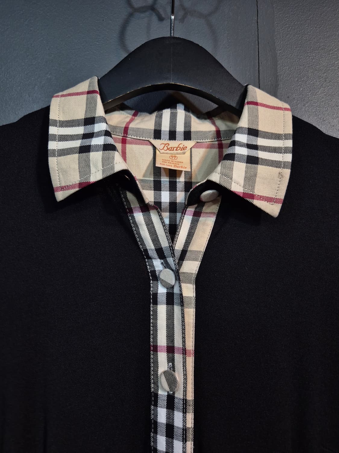 Barbie 블랙 체크 롱 셔츠 원피스 77 상품이미지3