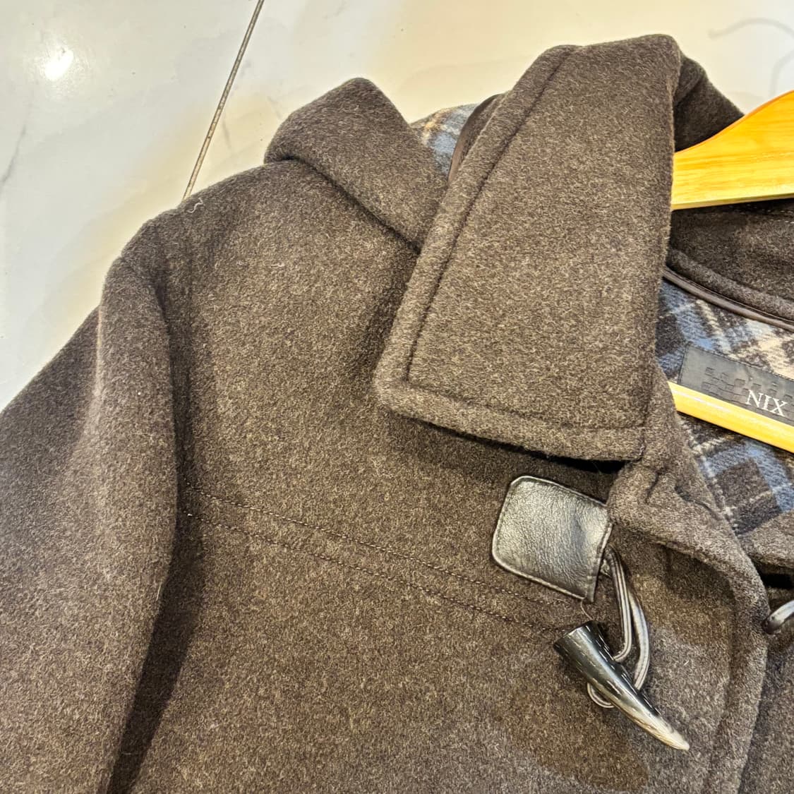 빈티지 브라운 떡볶이코트 후드코트 울혼방코트 모리 니혼진 너드  상품이미지6