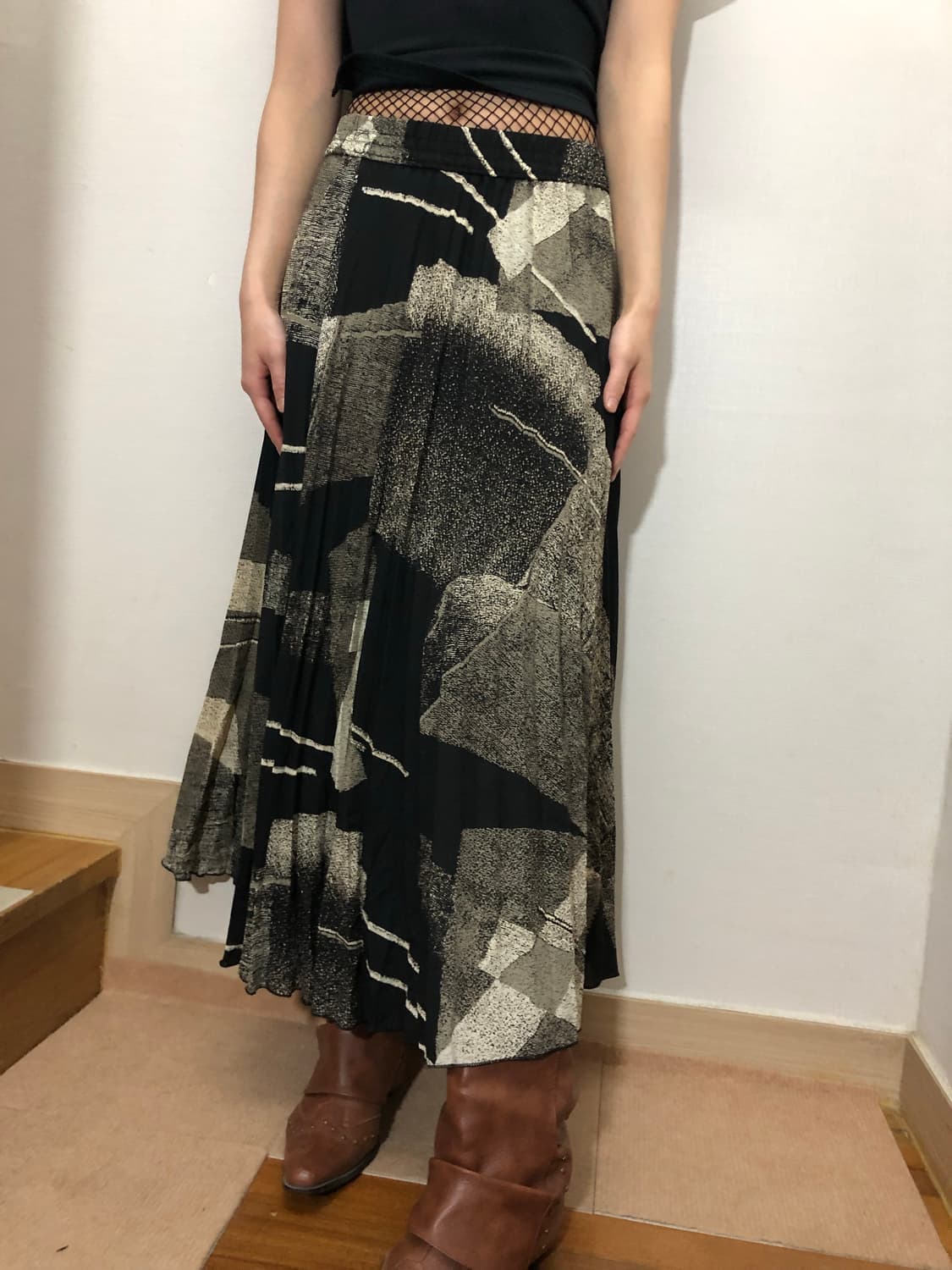 빈티지 블랙 오리엔탈 롱 스커트 상품이미지6