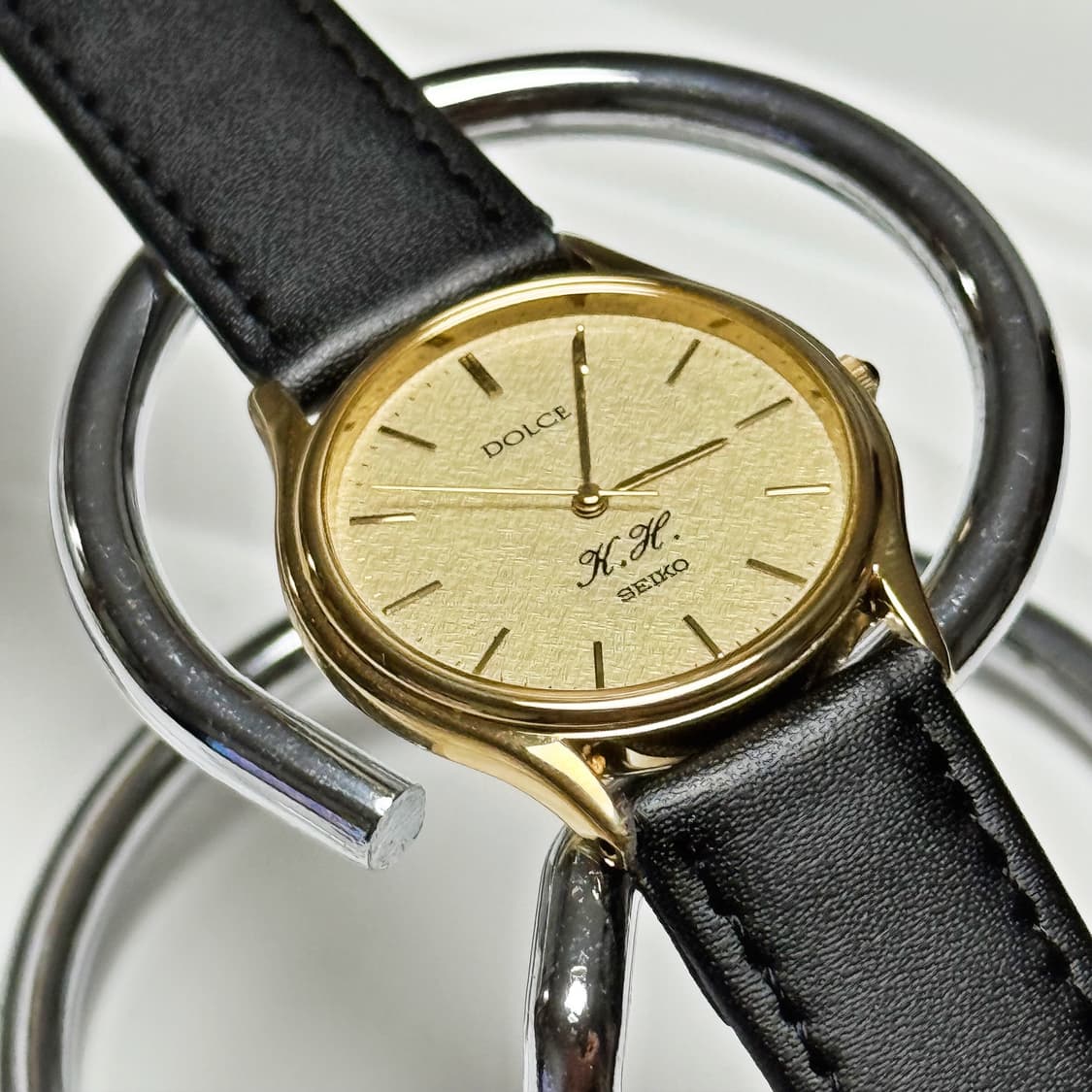80's90's 세이코 빈티지 돌체 골드 텍스처 드레스 워치 상품이미지4