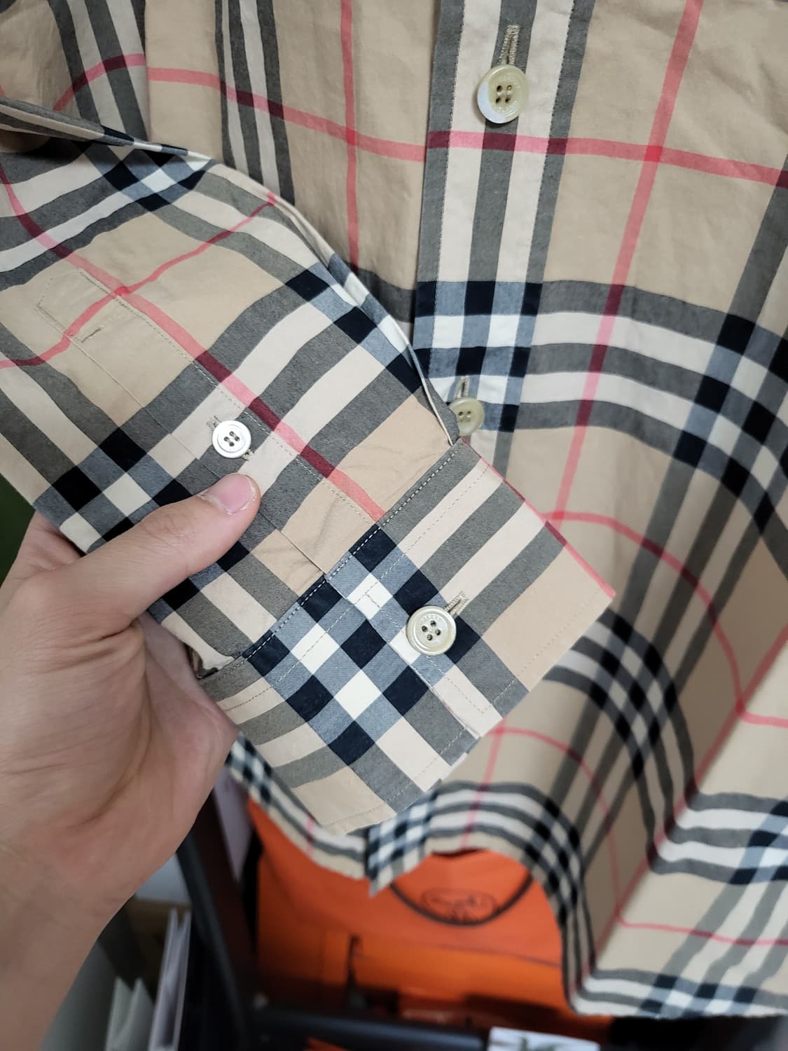 22SS 버버리 체크 코튼 포플린 셔츠 L 상품이미지5