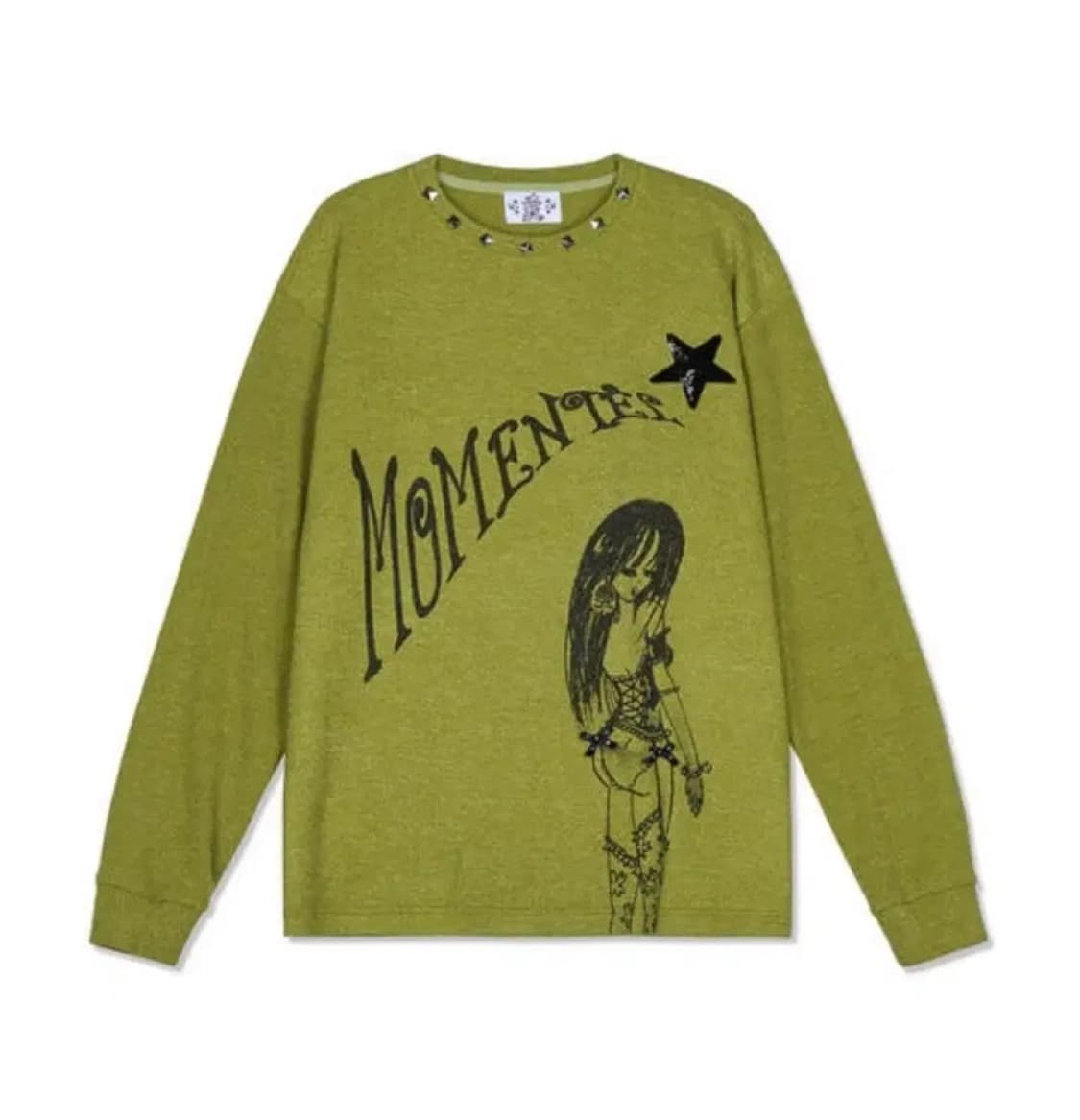 모멘텔 Studded MOMENTEL Girl Knit Olive 상품이미지1