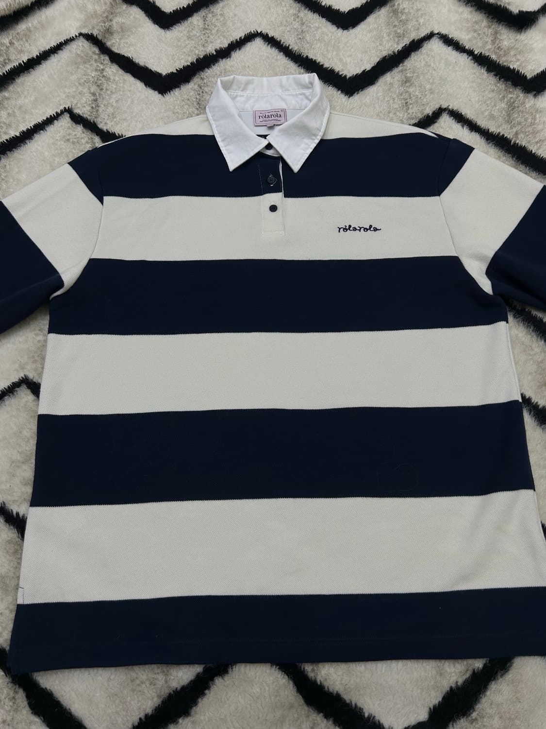 로라로라 스트라이프 카라 긴팔/네이비아이보리 상품이미지4