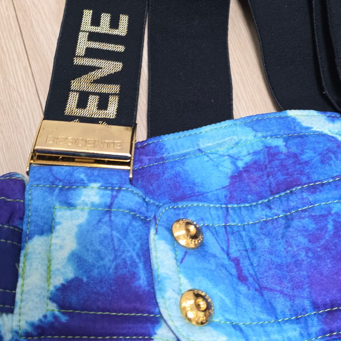 데상트 정품)일본빈티지 블루나염 타이다이 스키보드 멜빵 팬츠 상품이미지4