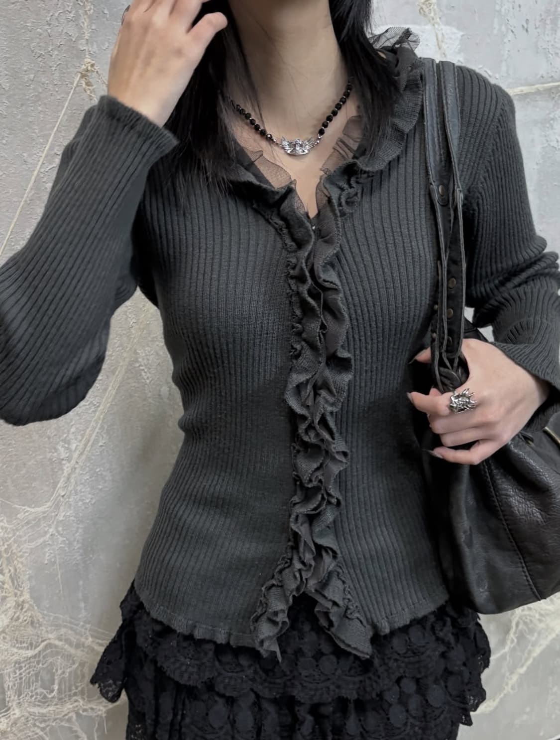 jpn,고스, 아방가르드 프릴골지탑 상품이미지2