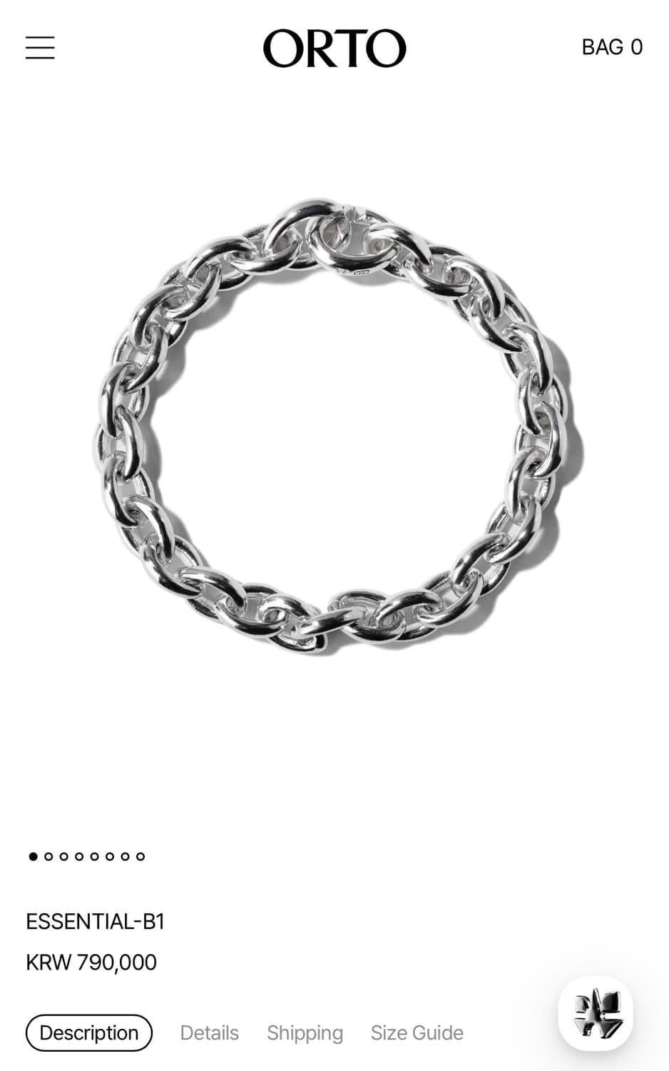 오르또 ESSENTIAL-B1 실버 925 체인팔찌 상품이미지1