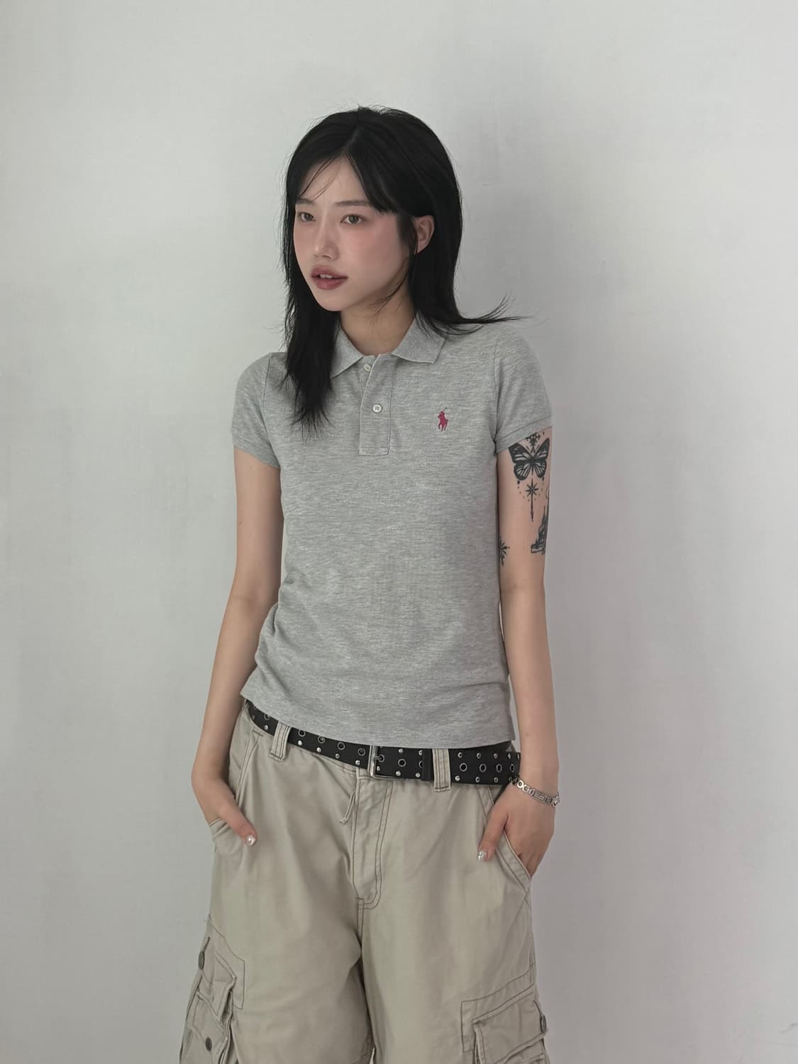 폴로 그레이 딱붙 pk 티셔츠 상품이미지1