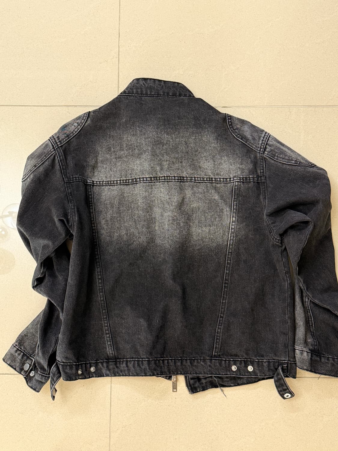 트릴리온 페이드 워싱 바이커 데님 자켓 상품이미지2