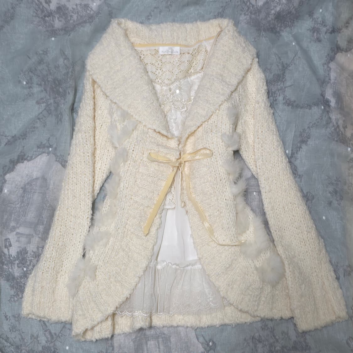 빈티지 리즈리사 나비 슬리브리스 나시 퍼 가디건 페어리 모리 코디셋 상품이미지2