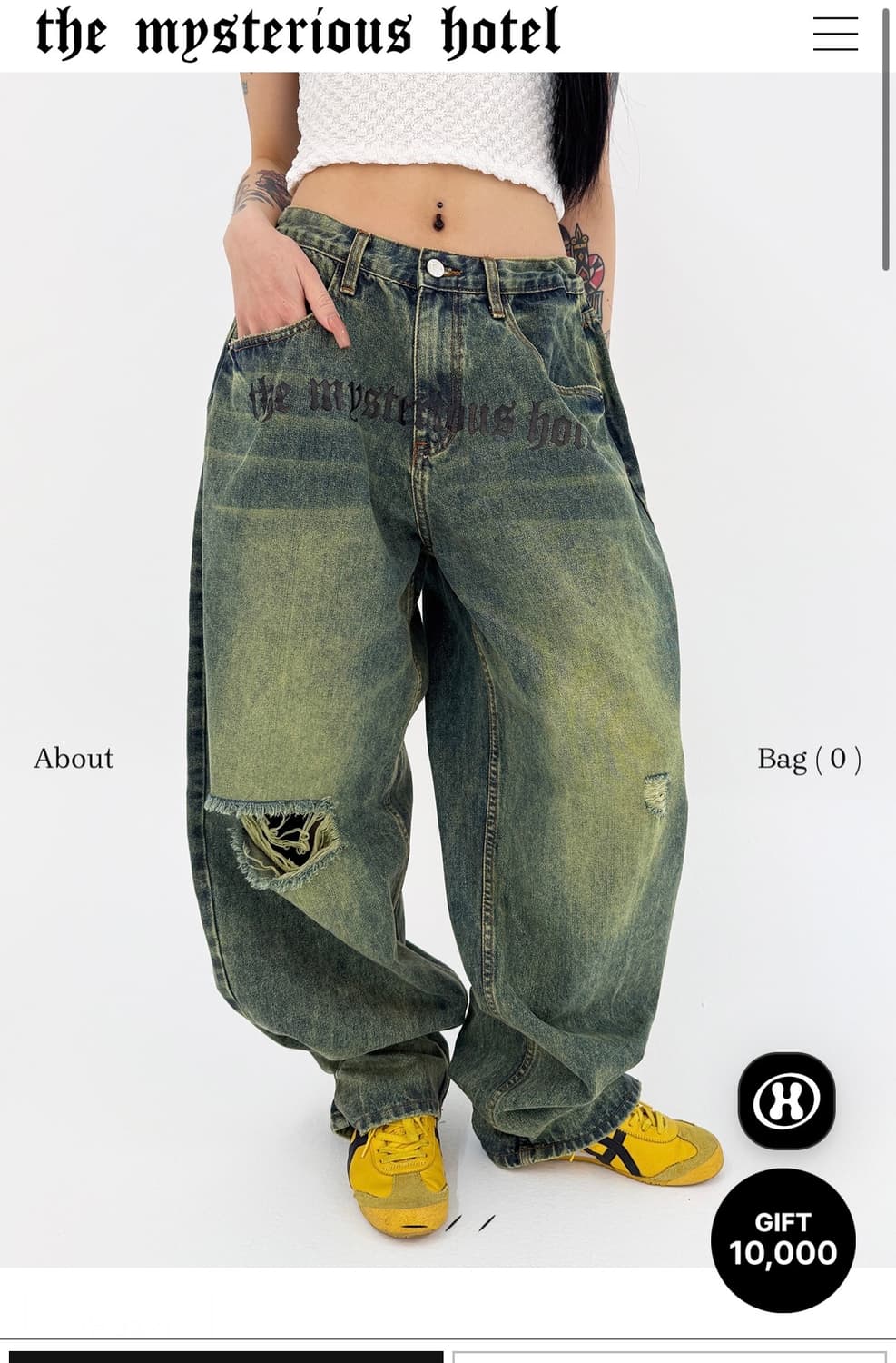 더 미스테리어스 호텔 YELLOW WASHING JEANS 1size 상품이미지2