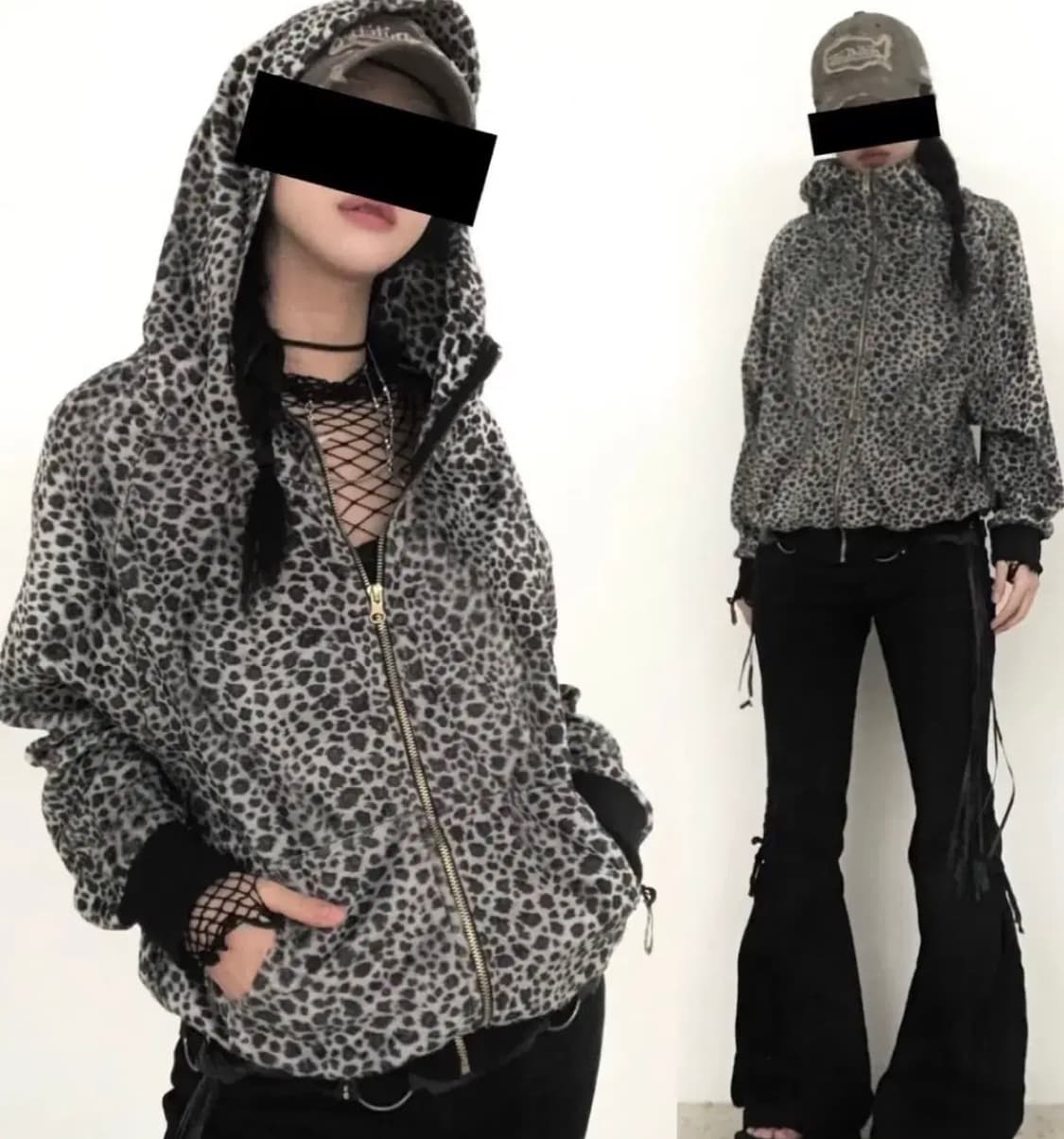 도요샛 빈티지 호피 레오파드 후드집업 판매 양도 상품이미지1