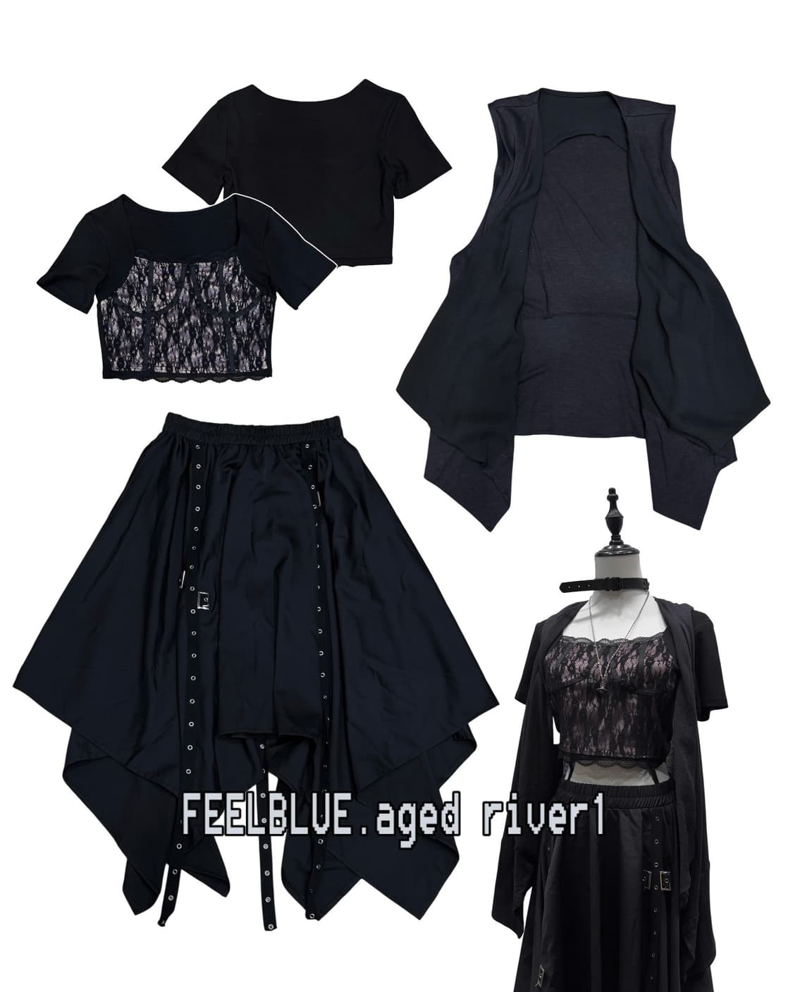 Goth Fairy Lace Skirt Set 펑크 고스페어리 3pcs 상품이미지7