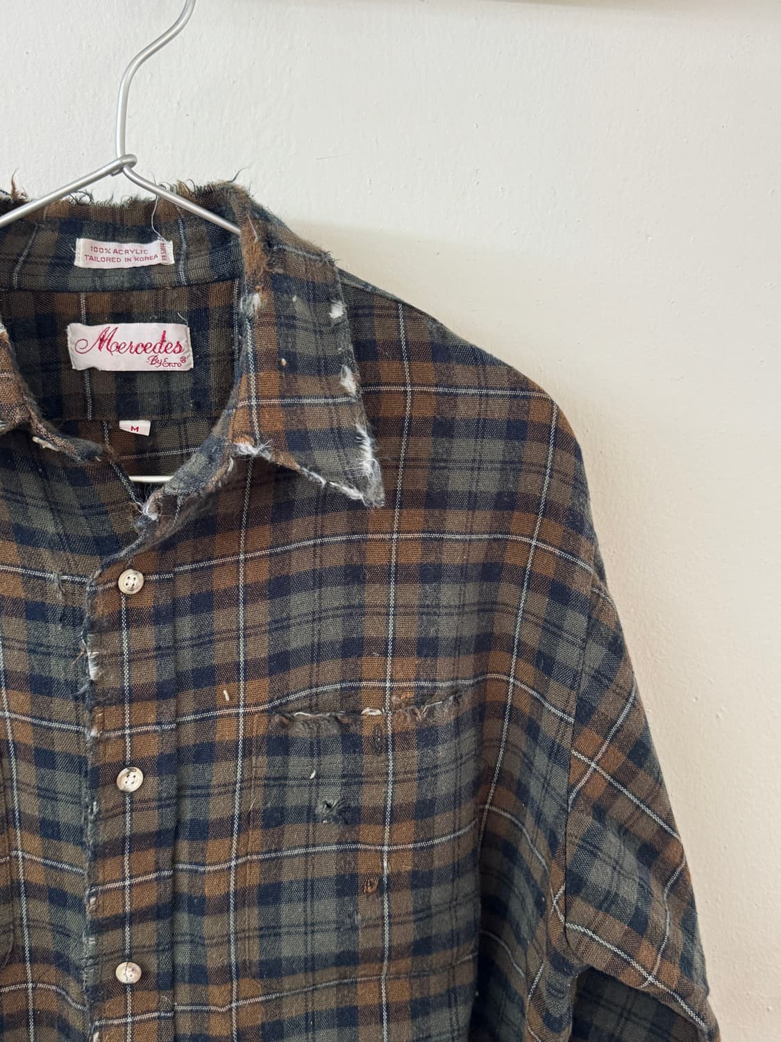 80s flannel repair button up shirt 상품이미지3