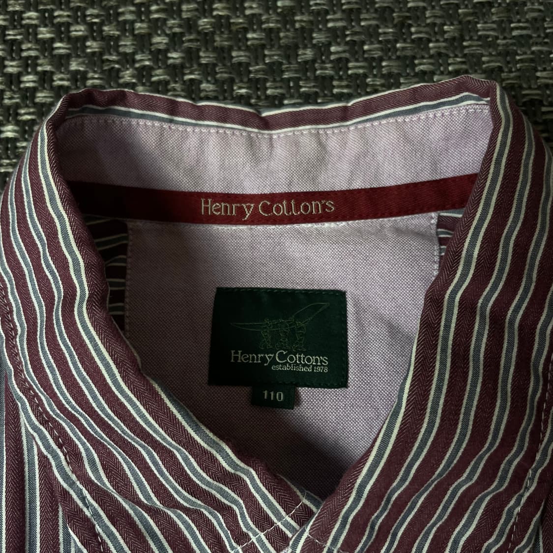 헨리코튼 버건디 그레이 스트라이프 원포켓 긴팔 셔츠 110 상품이미지4