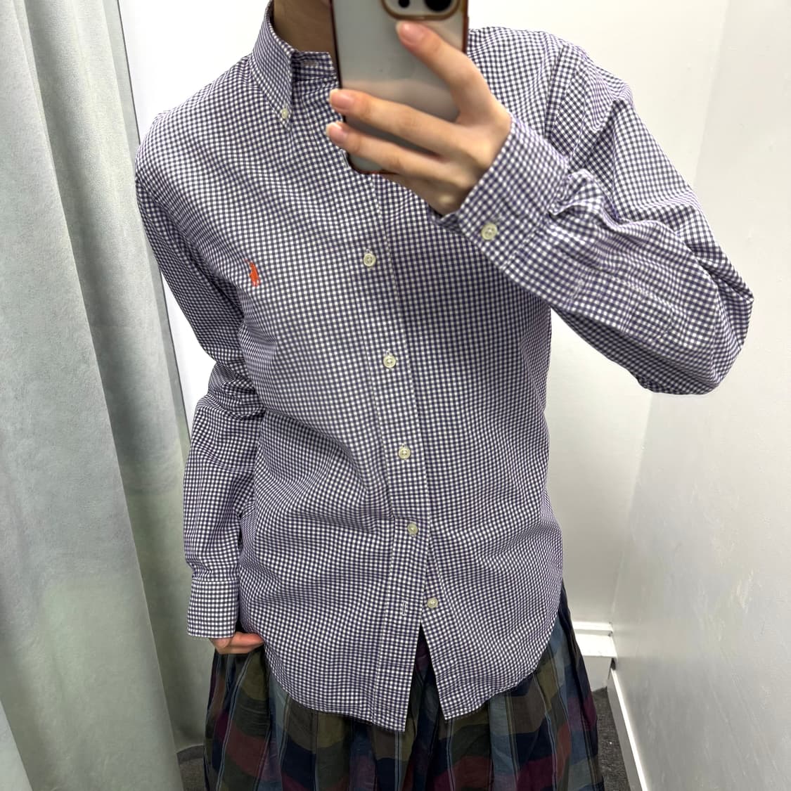 폴로 퍼플 체크 슬림핏 셔츠 상품이미지2