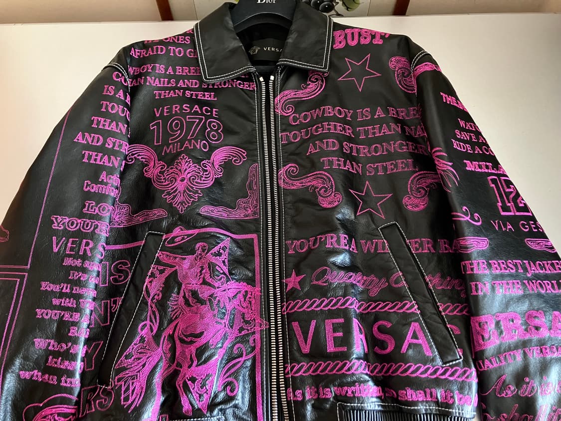 베르사체 자수 가죽자켓 상품이미지5