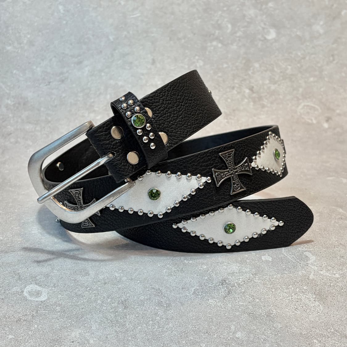 Oribell 에스닉 다이아 크로스 스터드y2k 웨스턴 가죽 벨트 상품이미지3