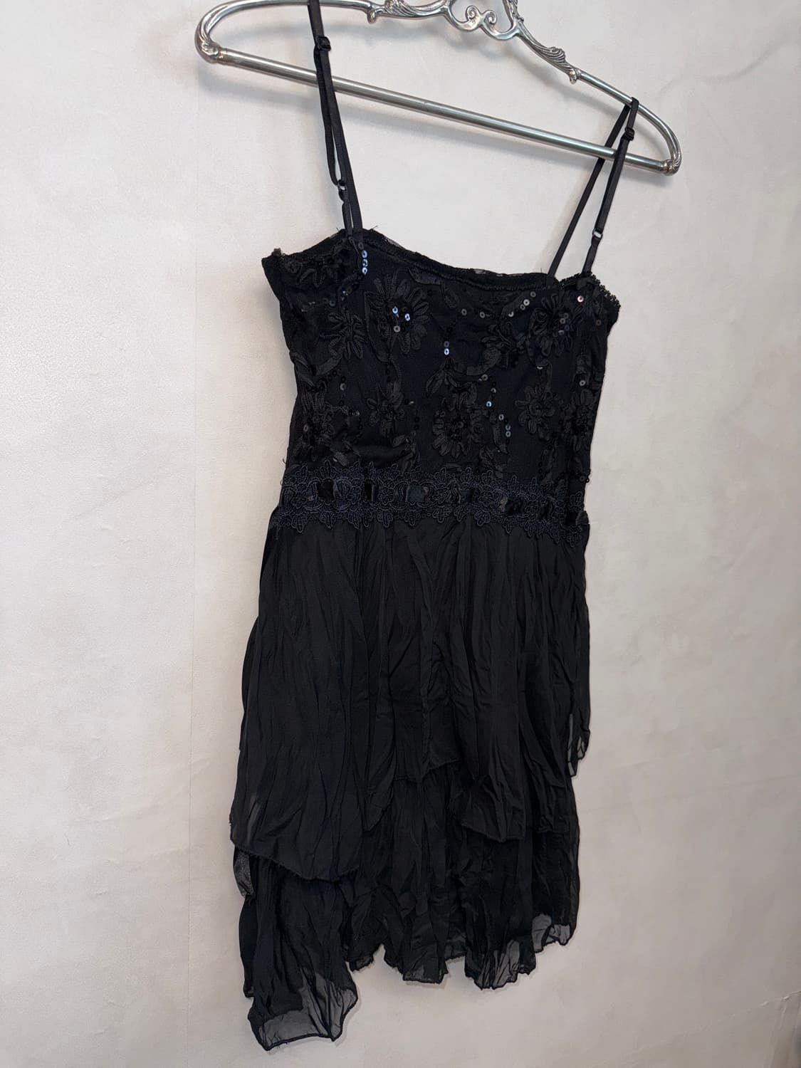 Black oriental floral chiffon sleeveless 상품이미지6