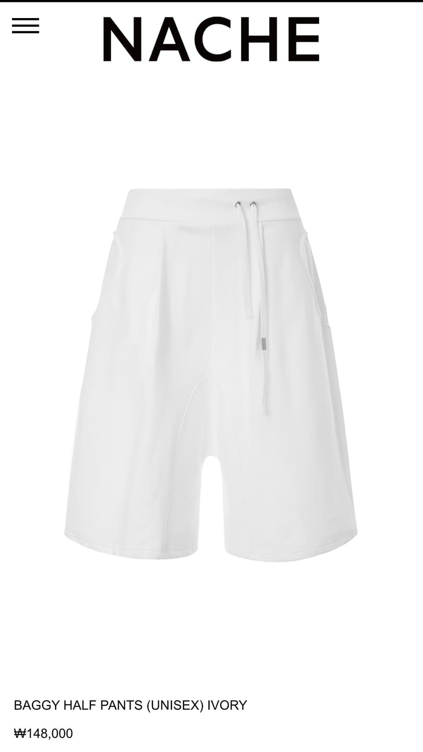 나체 BAGGY HALF PANTS (UNISEX) IVORY 상품이미지1