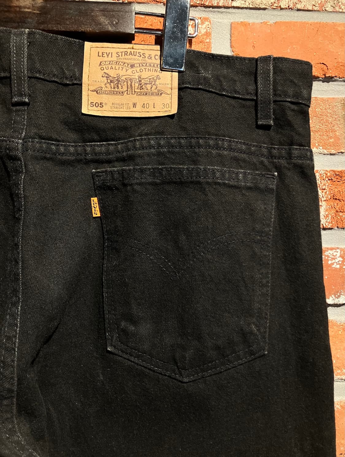 90s USA 빈티지 리바이스 505 블랙 데님 팬츠 상품이미지6
