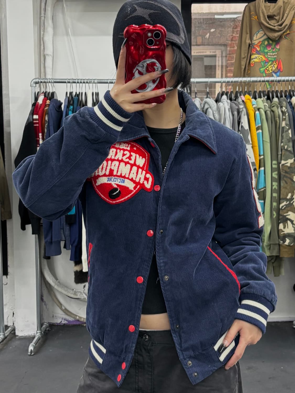 For The Boys 코듀로이 패치워크 바시티 상품이미지1