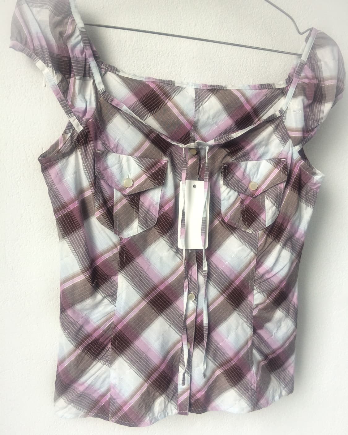 Pocket point check pattern blouse 상품이미지3
