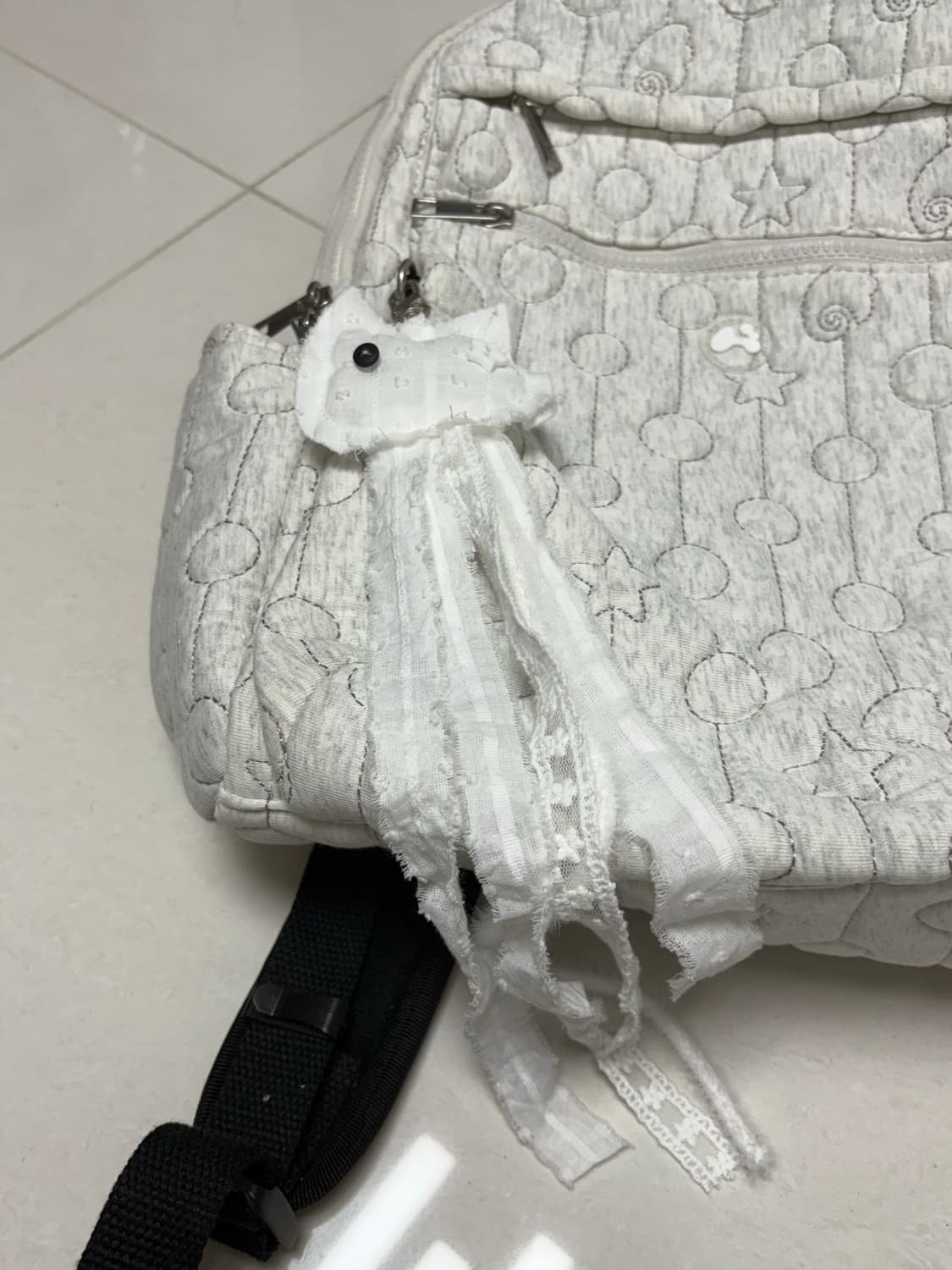 허그유어스킨 퀄티드 멀티 백팩 아이보리+키링  상품이미지6