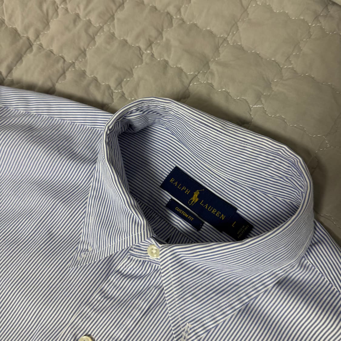 폴로 랄프로렌 블루 스트라이프 포플린 셔츠 커스텀핏 L 상품이미지3