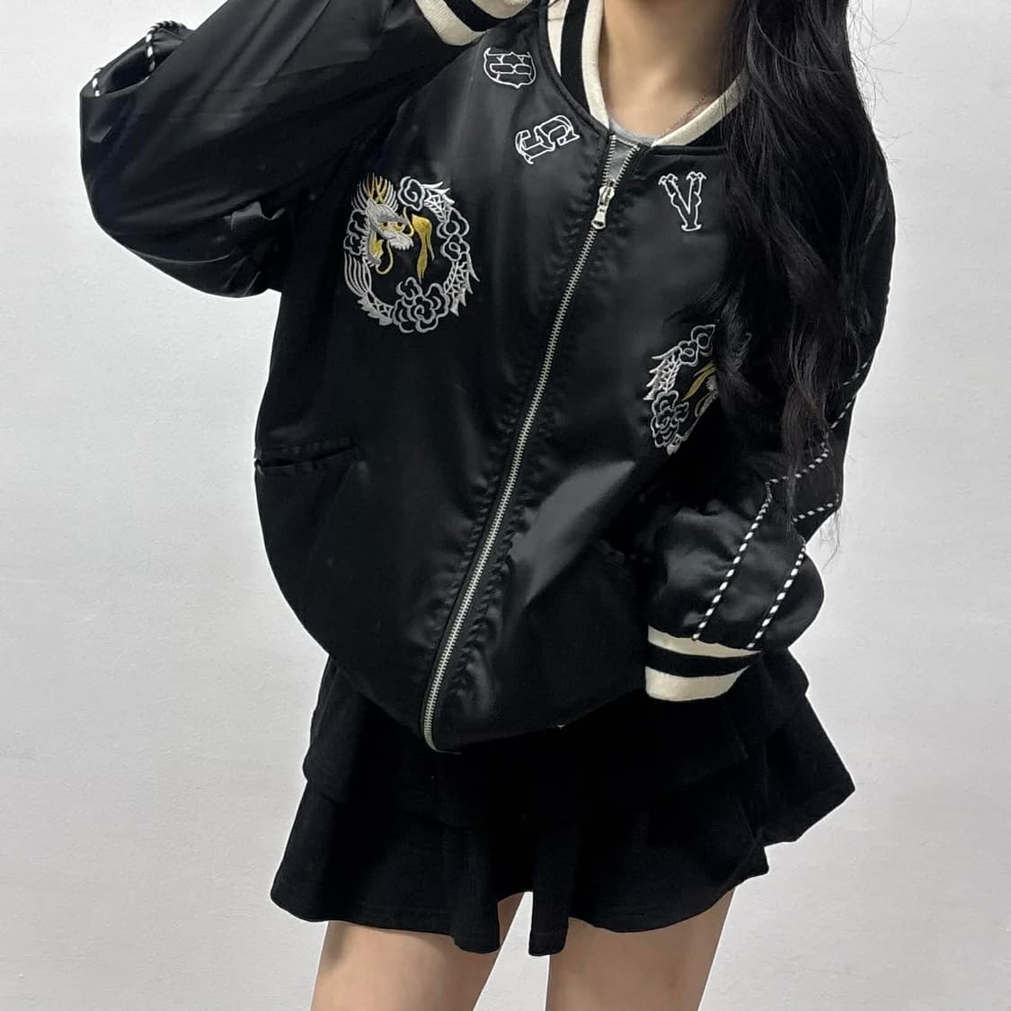 빈티지 자수 스카잔 윈드브레이커 자켓(L) 상품이미지1