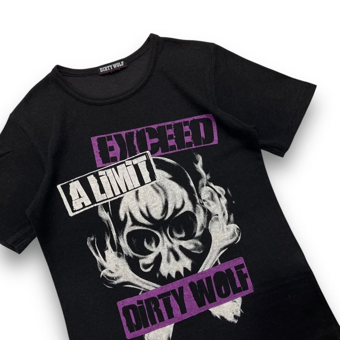 펑크 Dirty Wolf 스컬 플레임 아트 다크 반팔 티셔츠 상품이미지2