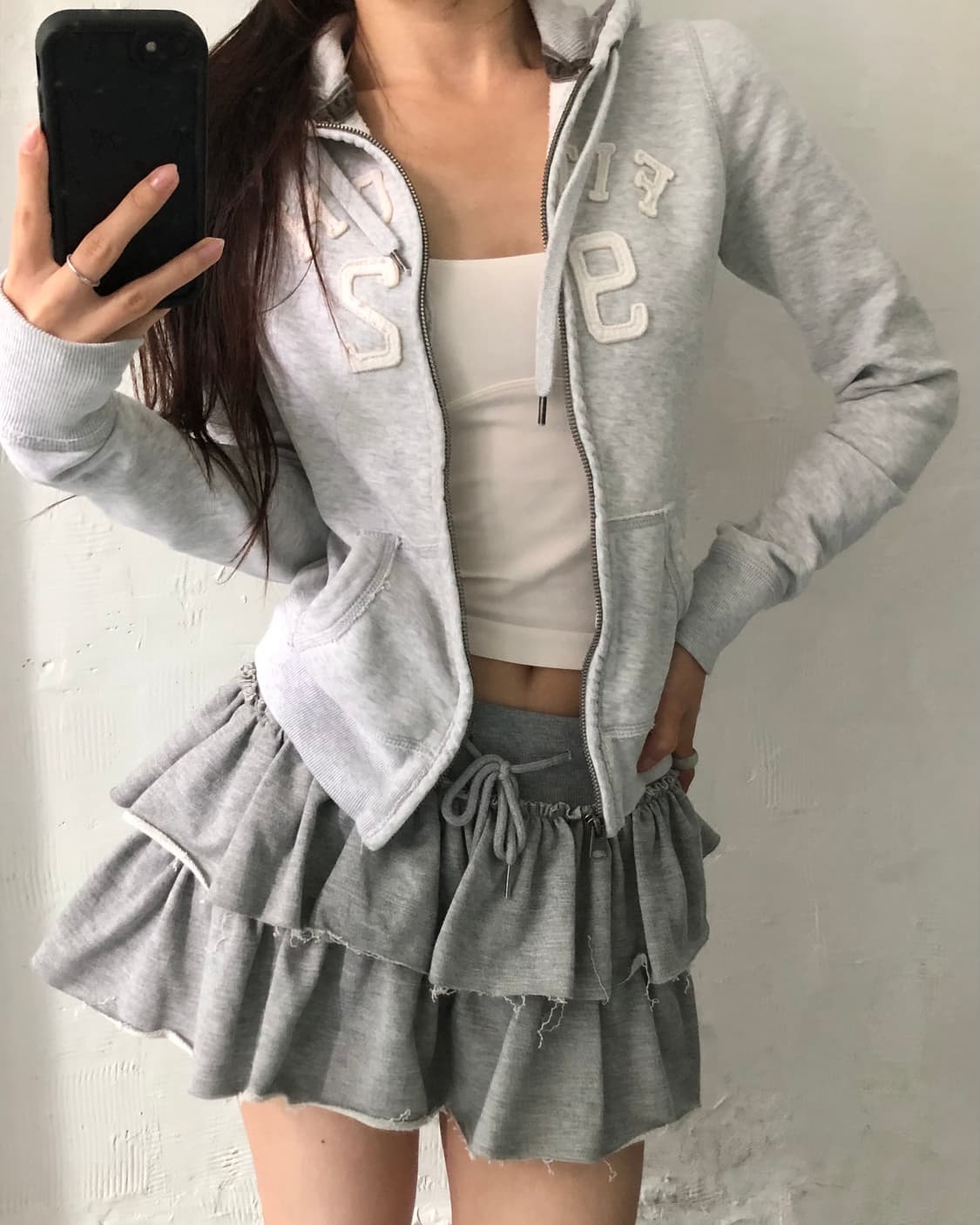 Abercrombie&Fitch 아베크롬비 패치로고 라이트그레이 후드집업 상품이미지2