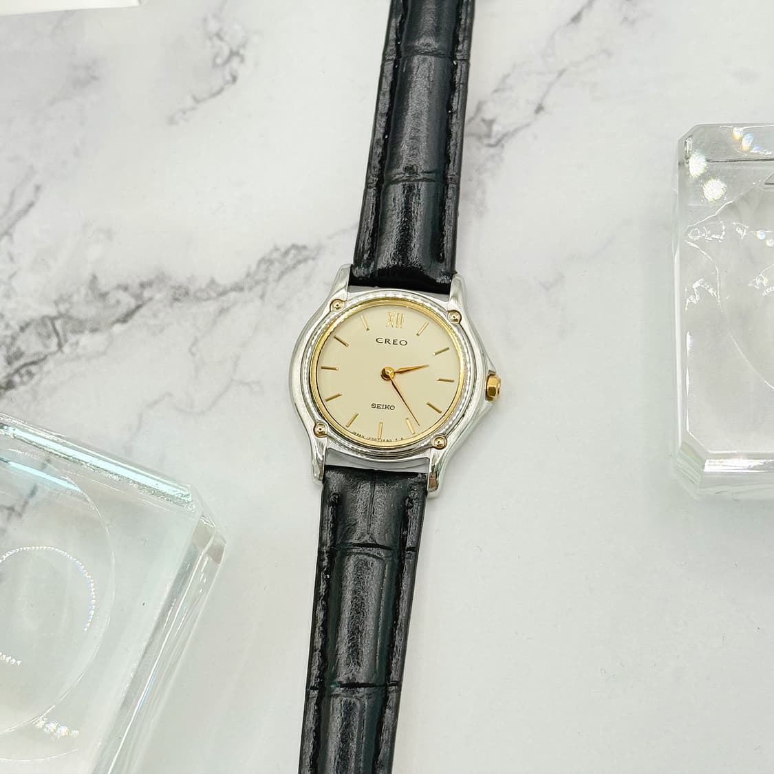 90s00s 빈티지 세이코 크레오 샴페인 골드 워치 상품이미지5