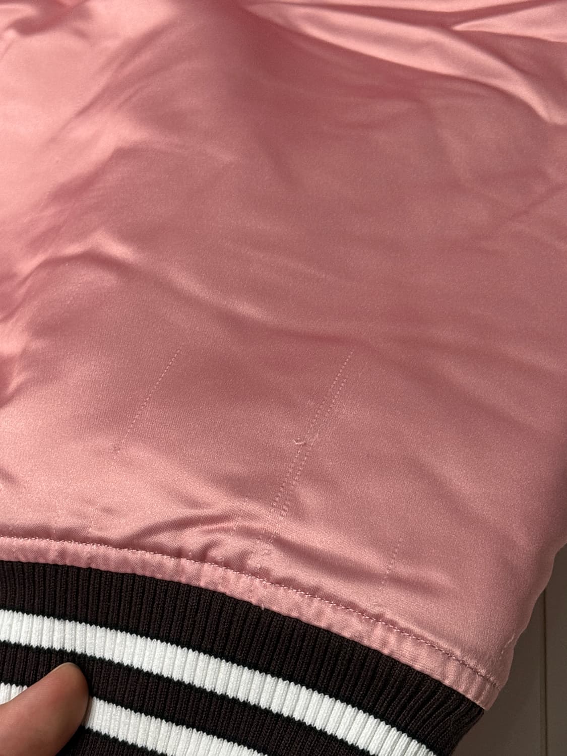 뉴에라 키즈 MLB 샤인 새틴 LA 다저스 스타디움 자켓 핑크 상품이미지7