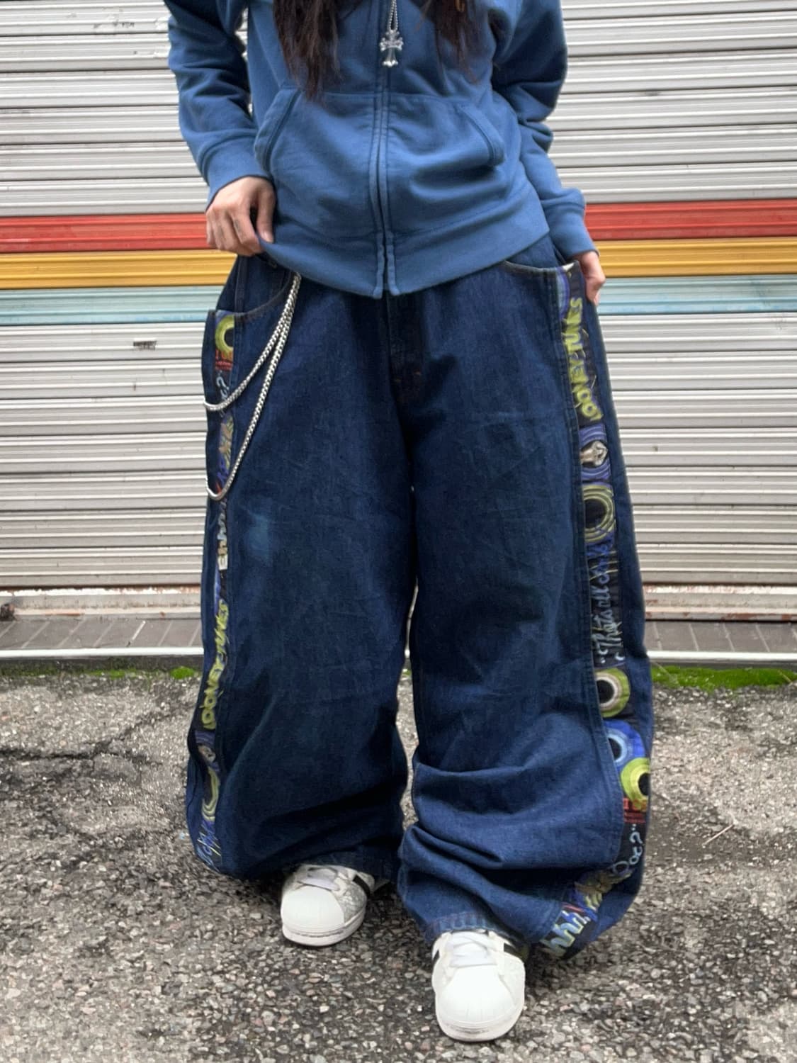 90s 루니툰즈 올드스쿨 데님 와이드 힙합팬츠 상품이미지3
