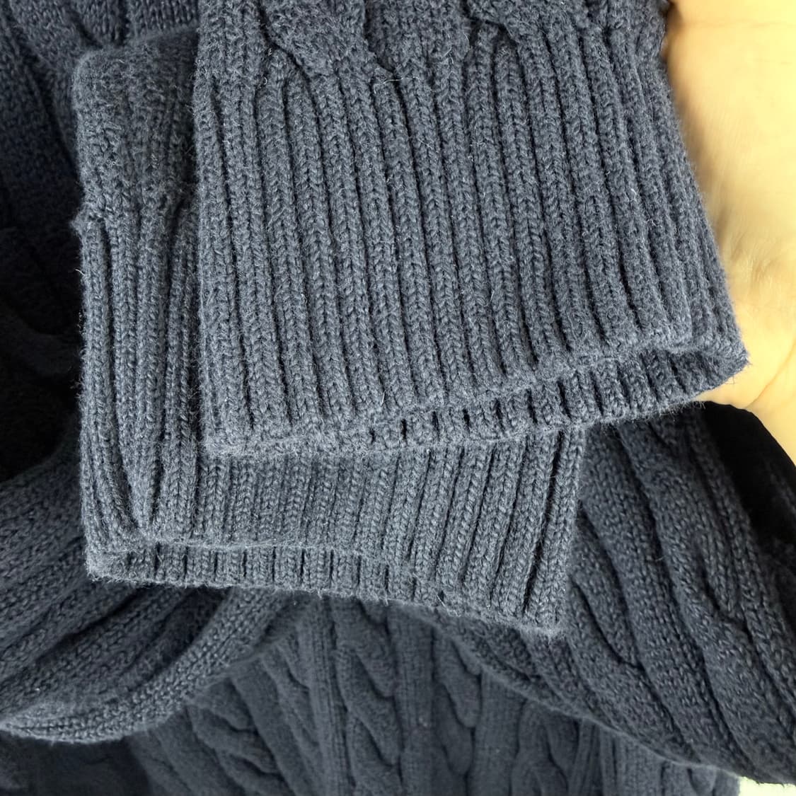 (110) 폴로랄프로렌 케이블 꽈배기 코튼 하프집 니트 네이비 상품이미지4